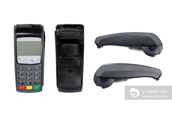 Payment terminal isolated on white. Top, bottom, sides, texture