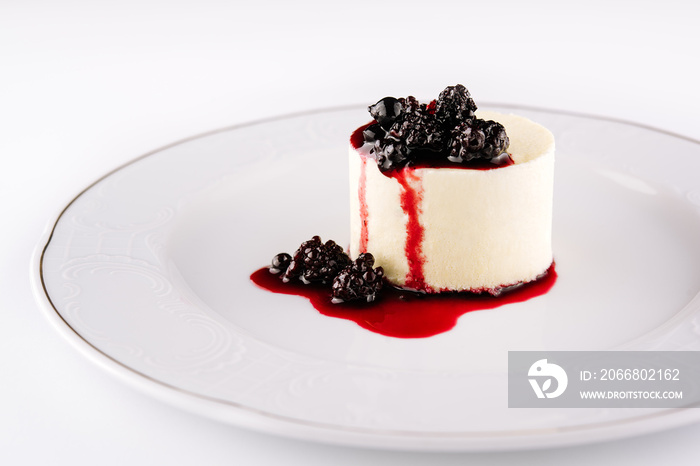 Close up of a panna cotta on plate