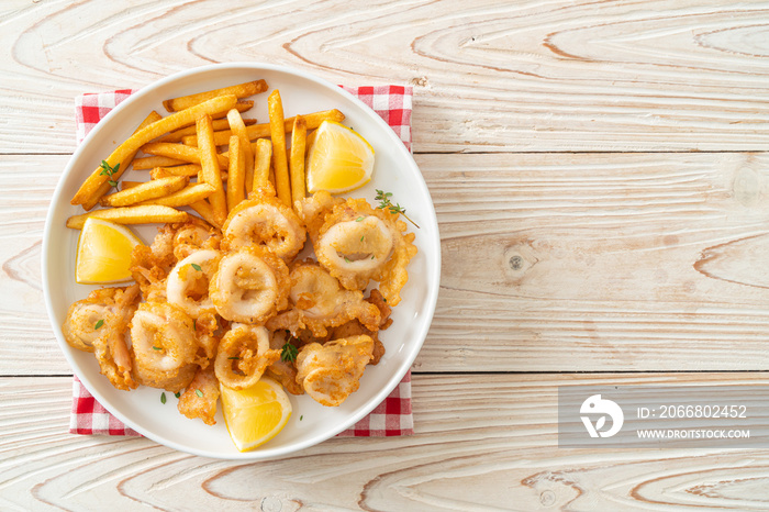 calamari - fried squid or octopus with fries