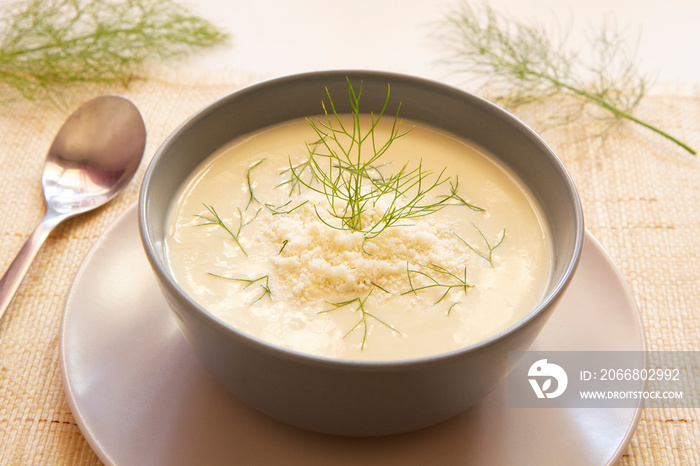 Delicious Fennel soup with cheese.