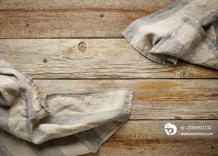 linen napkin on wooden background