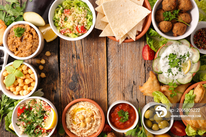 selection of libanese food mezze