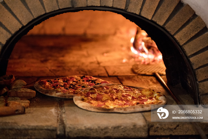 pizza in traditional oven