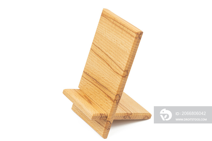 Wooden Phone Holder isolated above white background