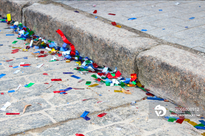 colorful confetti scattered on the ground