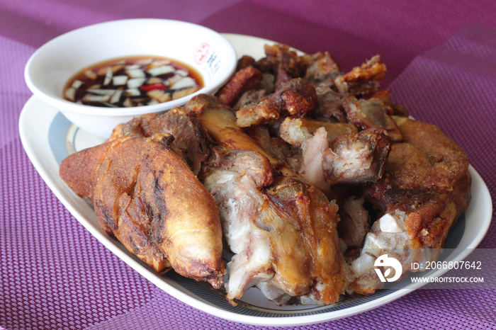 A Filipino dish called Crispy Pata or Pork Hock.