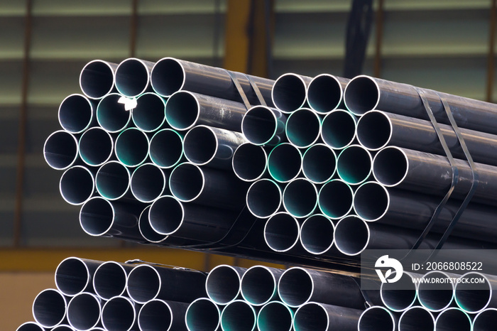 black steel pipes in industry factory