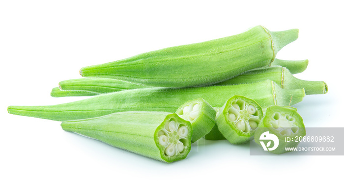 Green Okra isolated on white background