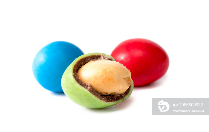 colorful round candies on a white background