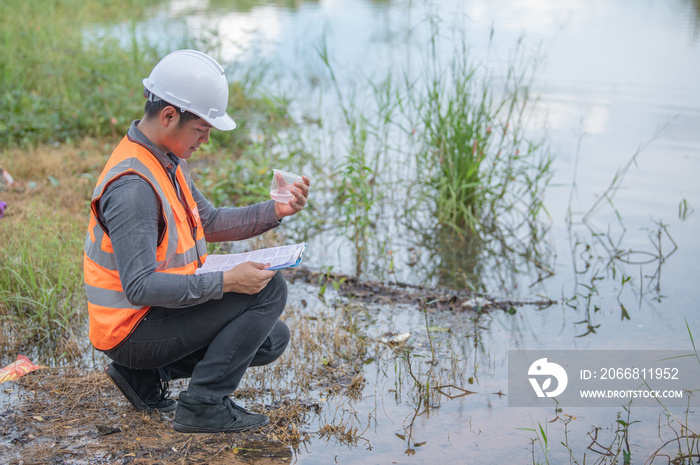 Environmental engineers inspect water quality,Bring water to the lab for testing,Check the mineral content in water and soil,Check for contaminants in water sources.