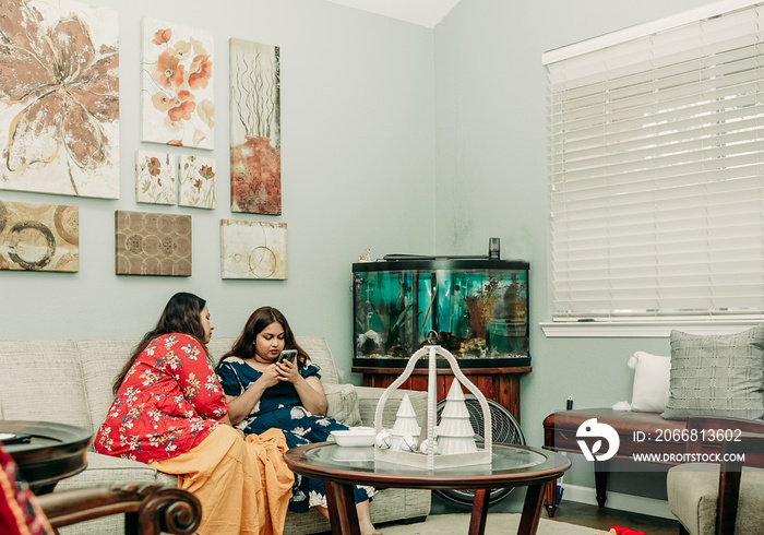 South Asian Mother and daughter portraits at home