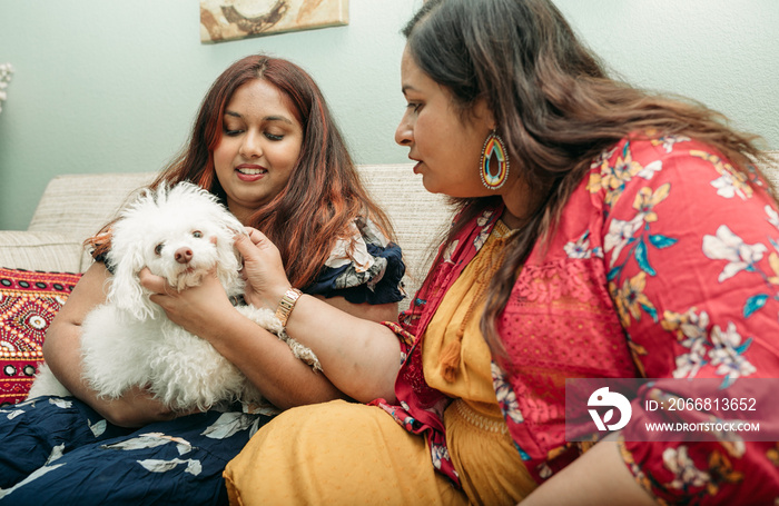 South Asian Mother and daughter portraits at home