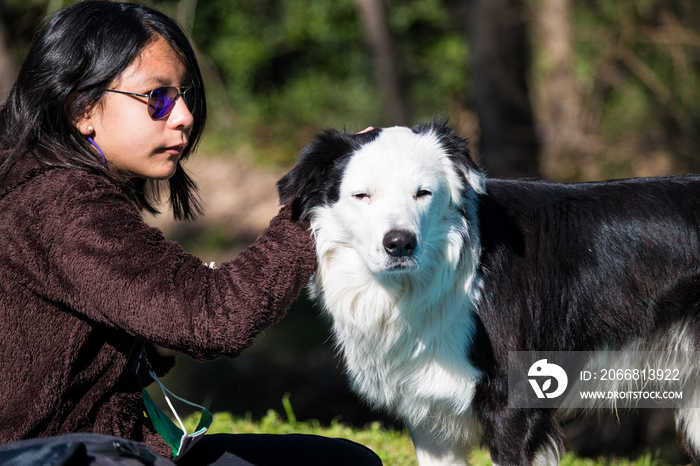 niña y su perro mascota compartiendo una tarde en el parque bajo el sol