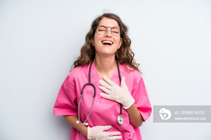 pretty young adult woman. veterinarian student concept