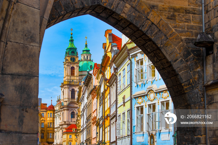 Entry into the colorful district of Mala Strana in Prague