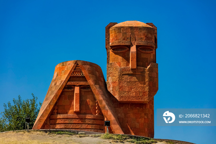 monument memorial statue we are our mountains landmark of Stepanakert Khankendi Artsakh Nagorno-Karabakh Armenia eastern Europe