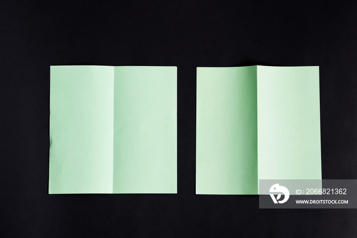 Folded bifold business green card mockup