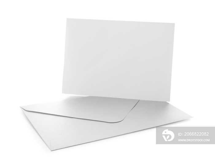 Blank card with envelope on white background