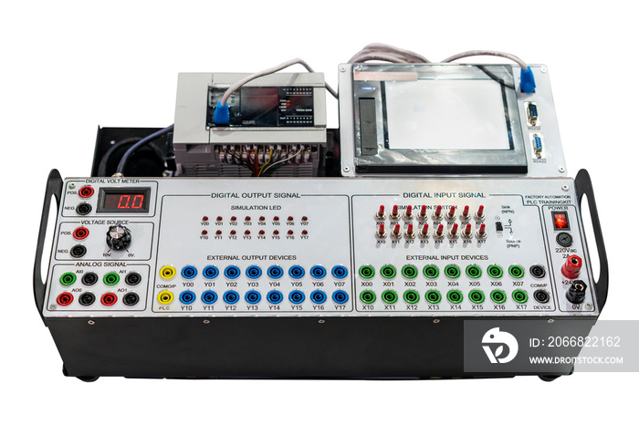 advance technology automatic Programmable Logic Controller PLC  high precision & accuracy equipment for training or simulation connection system control isolated on white background with clipping path