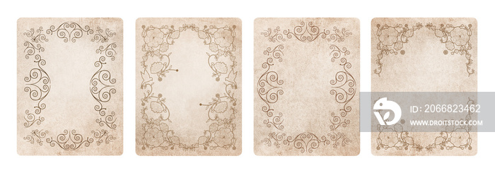 Ornamental frames on old style grunge paper, isolated on white background