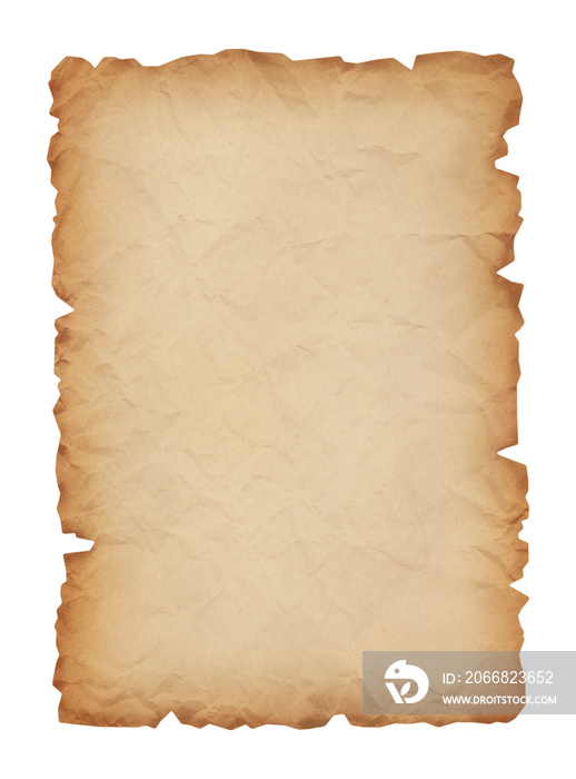 Paper vintage background. Recycle brown paper crumpled texture, Old paper surface on transparent background, isolated