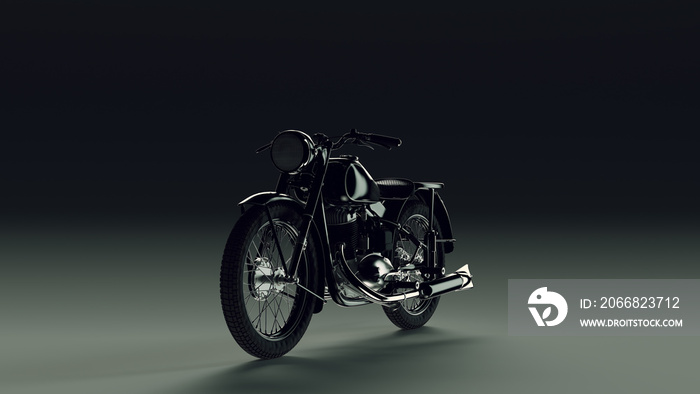 Vintage Black and Chrome Back lit Motorcycle