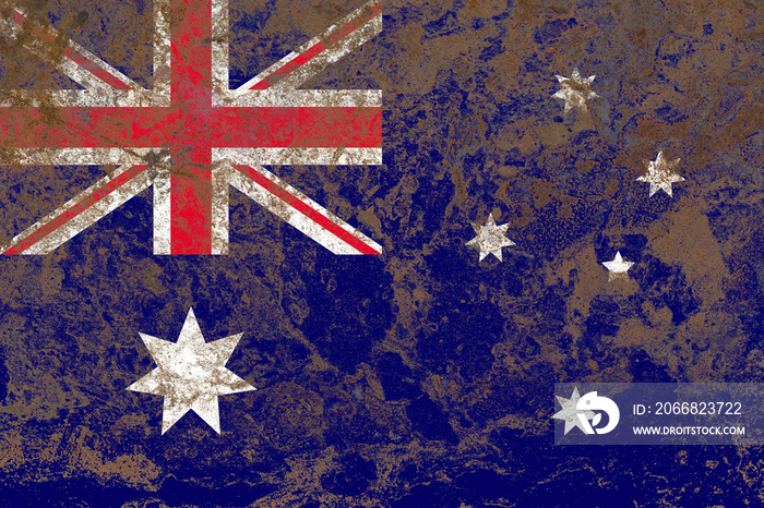 Australia flag on a rustic old iron metal sheet