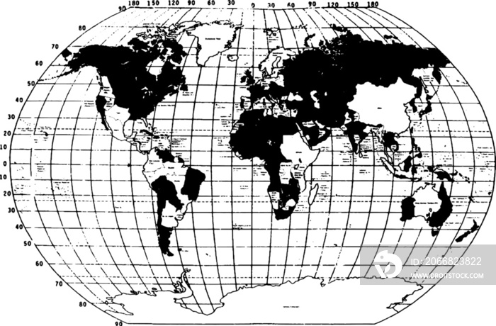 vintage world map element illustration with a transparent background