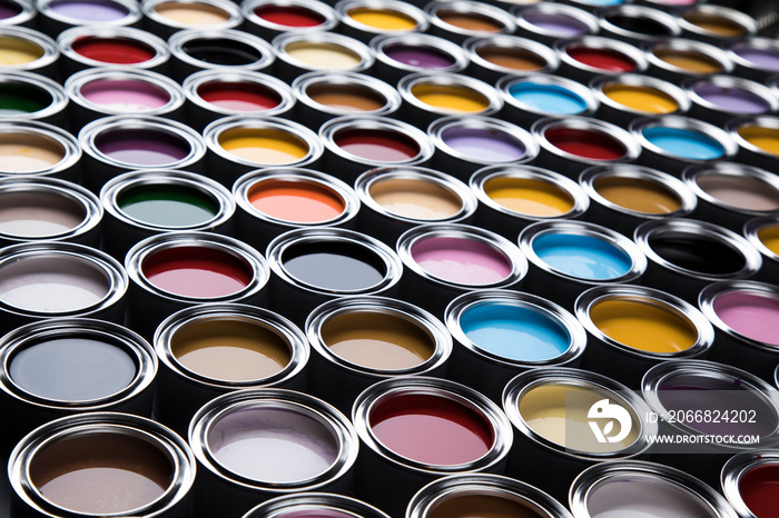 Rainbow, tin metal cans with color paint