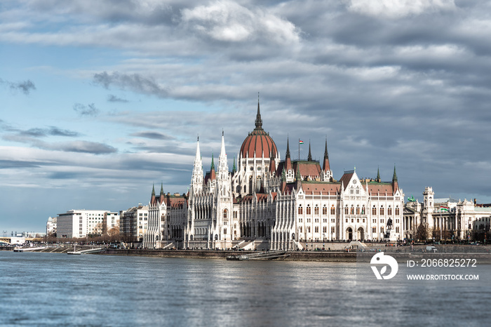 The Hungarian Parliament on the Danube River. Budapest, Hungary