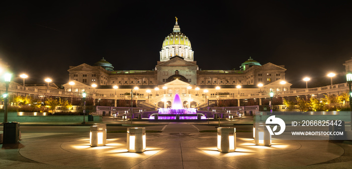 Capitol Building State House Purple Fountain Harrisburg Pennsylvania