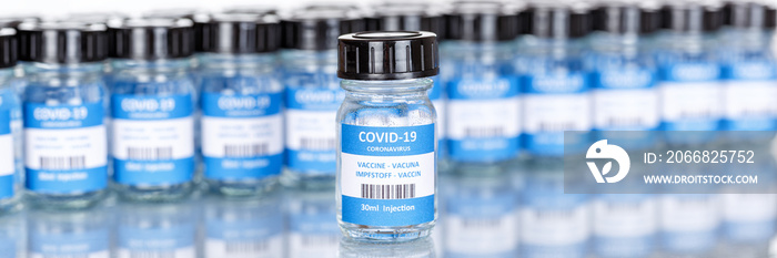 Coronavirus Vaccine bottle Corona Virus COVID-19 Covid vaccines copyspace copy space panoramic view