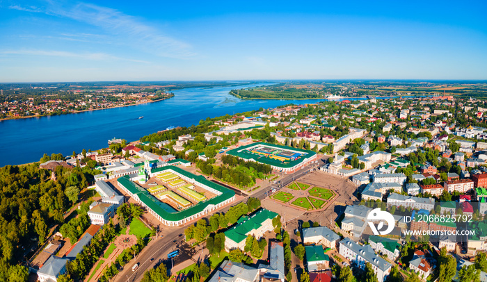 Kostroma city, Volga river aerial view