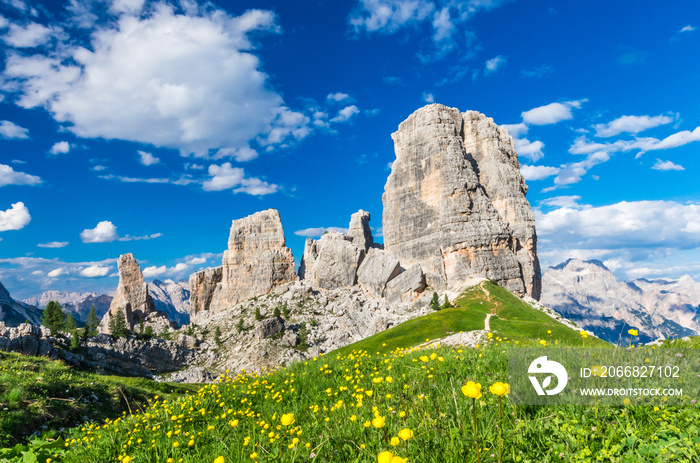 Cinque Torri, Dolomiti Alps, Italy. The Five Pillars in Dolomites mountains, Alto Adige, South Tyrol