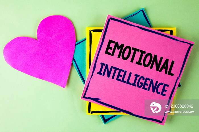 Writing note showing Emotional Intelligence. Business photo showcasing Capacity to control and be aware of personal emotions written Pink Sticky Note Paper plain background Heart next to it.