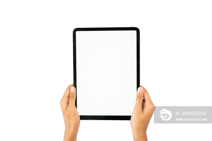 two hand holding tablet vertically