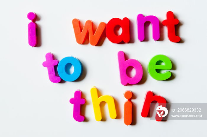 Fridge magnets magnetic letters spelling out  I want to be thin