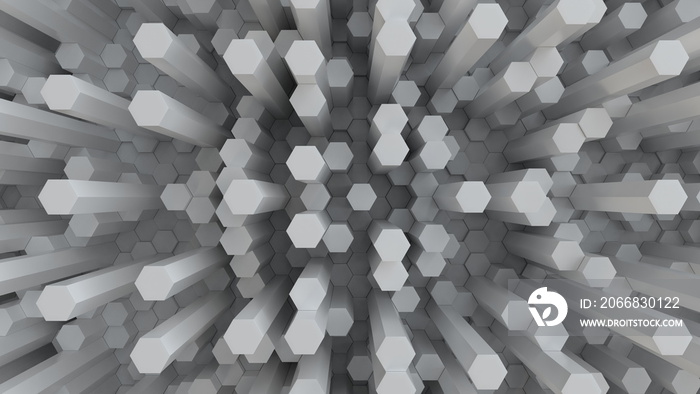 Hexagonal white background texture. 3d illustration, 3d rendering