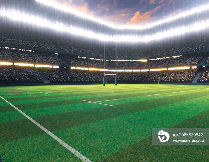 Rugby Stadium with Rugby Ball