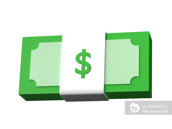 3D Dollar banknote isolated on transparent background PNG file format.