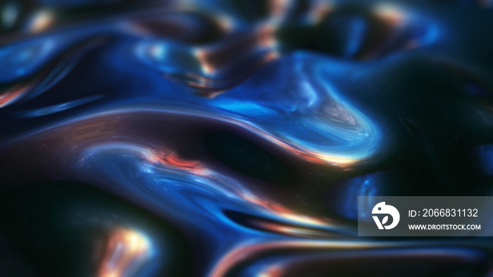 Liquid Space Blue Metal Looped Abstract Animation 3d render