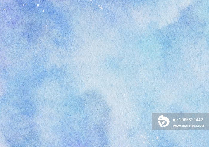 Abstract painted blue watercolor on paper texture background, Digital paint for template or any design