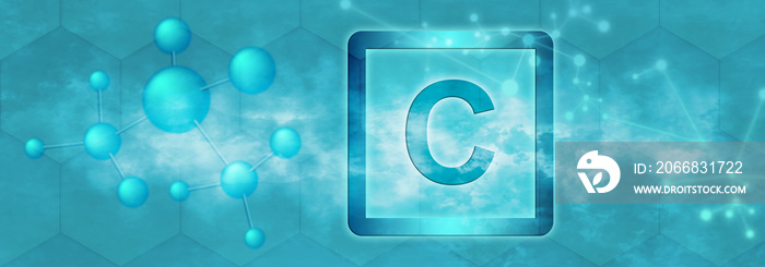 C symbol. Carbon chemical element