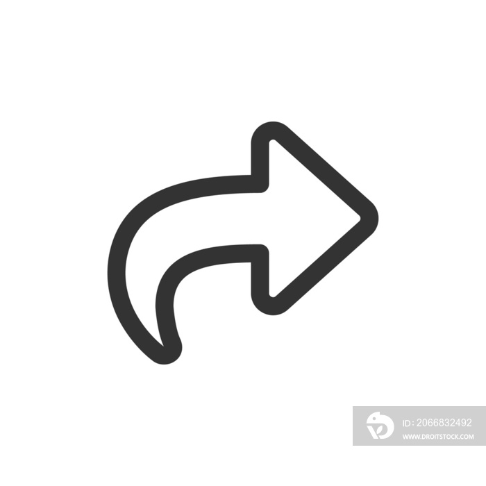 Share arrow icon. Right web button symbol. Curve arrow sign. Double forward in png flat style.