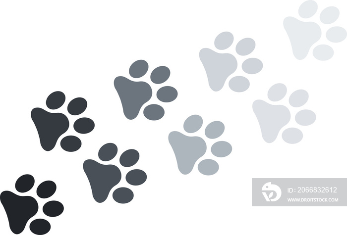 Paw print foot trail. Dog, cat paw print. Illustration