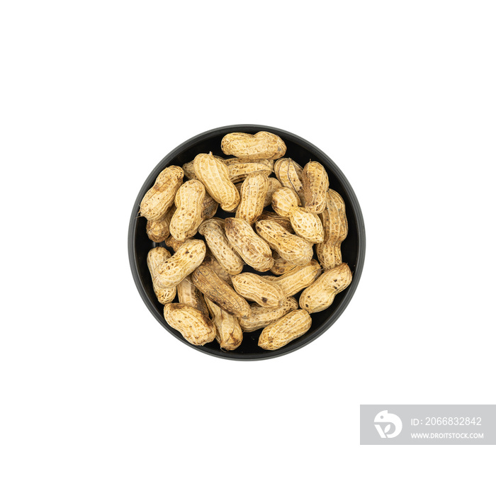 Peanut in a small bowl isolated. kitchen spice design elements