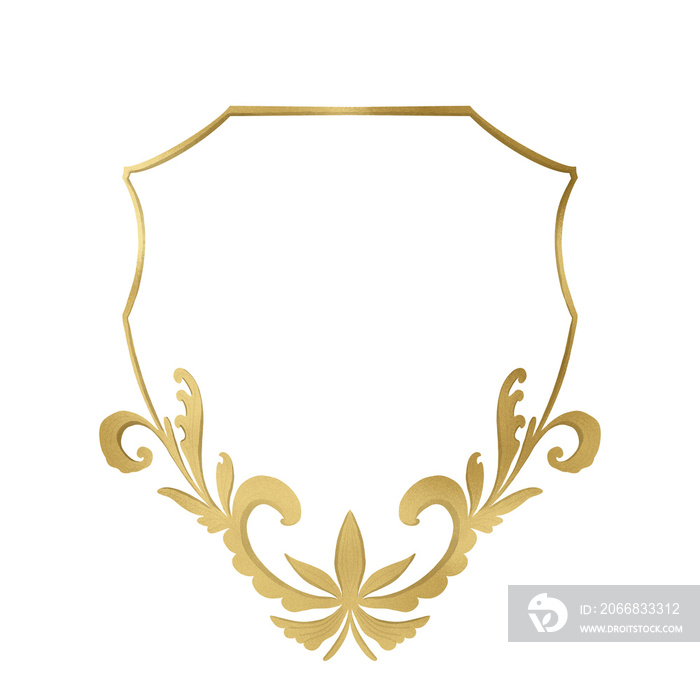 golden frame with ornament. Gold monogram wedding crest perfect for wedding, invitation, card, etc