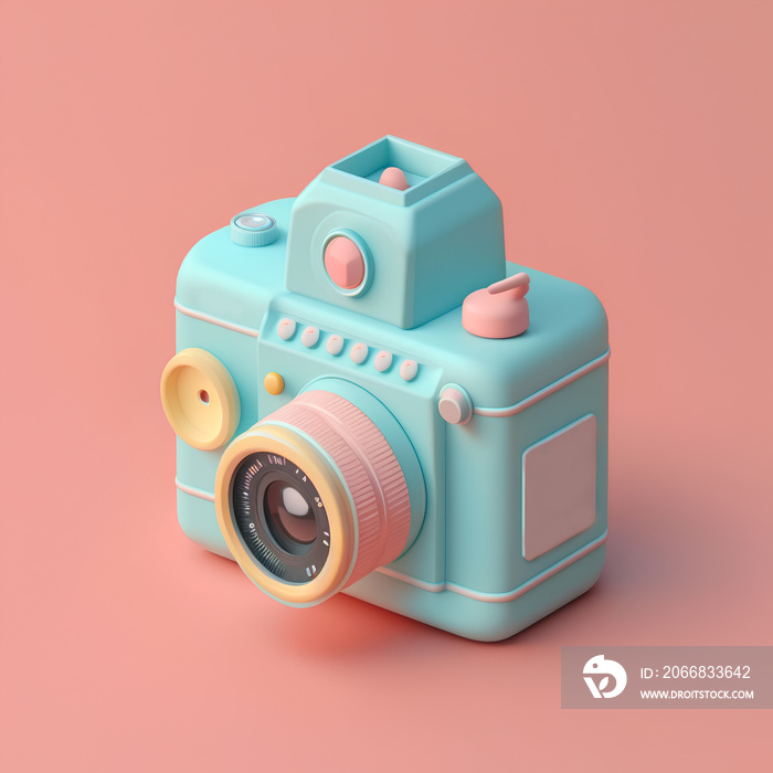 Tiny cute isometric design camera emoji 3d render