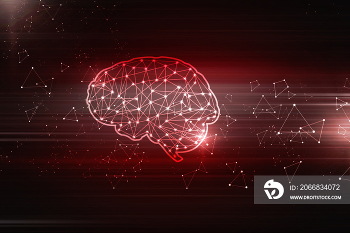 2d illustration Concept of thinking, background with brain, Abstract Artificial intelligence. Technology web background