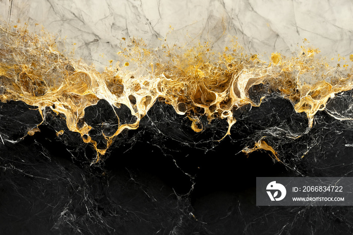 Abstract marble textured background. Fluid art modern wallpaper. Luxury marble with gold paint. AI